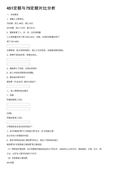 451定额与75定额对比分析