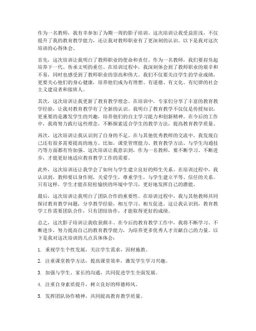 影子培训教师心得体会