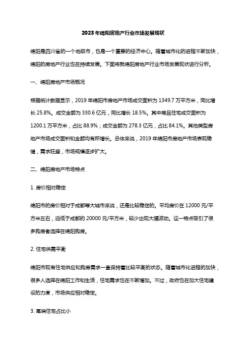 2023年绵阳房地产行业市场发展现状