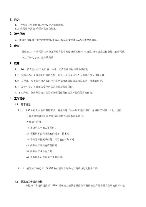 委外加工管理规定PMWI-A-020