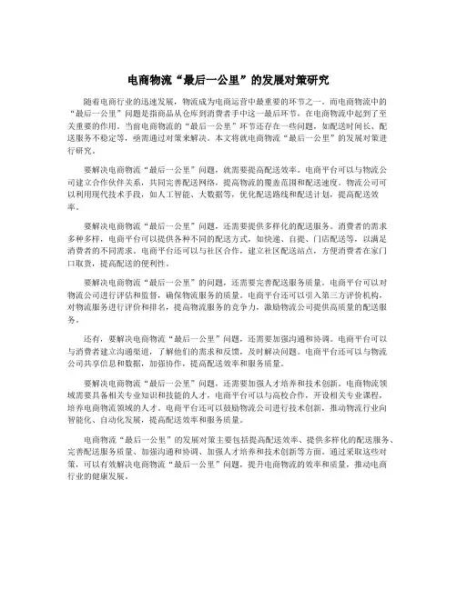 电商物流“最后一公里”的发展对策研究