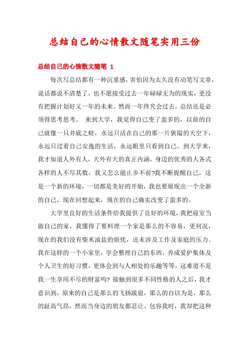 总结自己的心情散文随笔实用三份