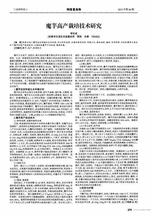 魔芋高产栽培技术研究