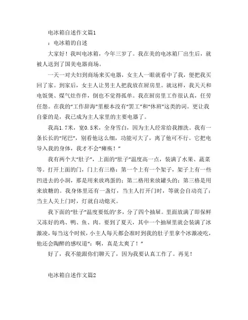 电冰箱自述作文3篇