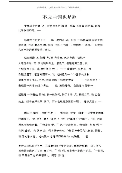 (中考满分作文)哈尔滨中考满分作文：不成曲调也是歌.docx