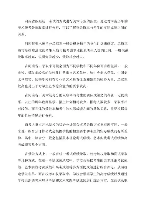剖析河南历年美术统考分录取率各大重点艺术院校综合分计算公式及录取方式