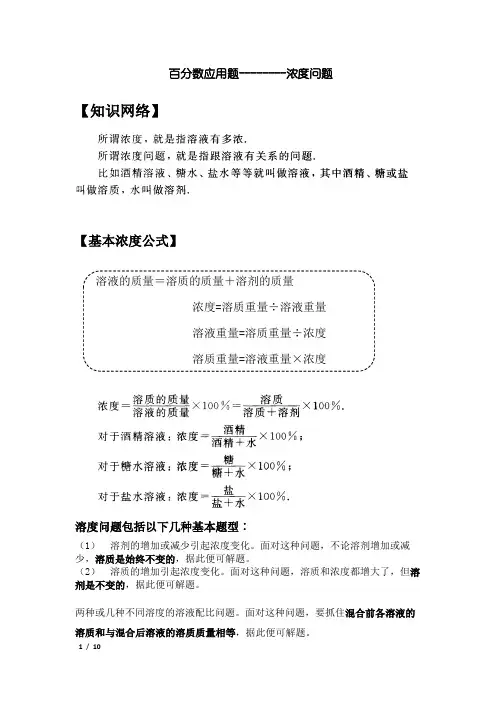 百分数应用题---浓度问题-----学生版
