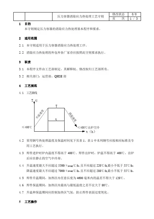 压力容器消除应力热处理工艺守则