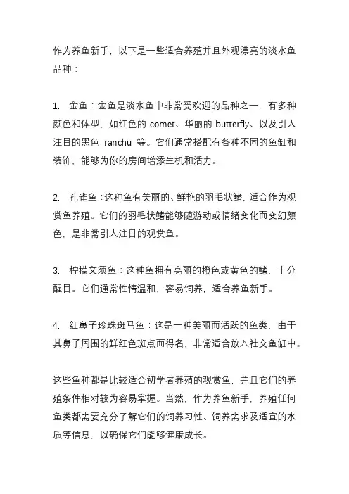 新手适合养的好看淡水鱼？