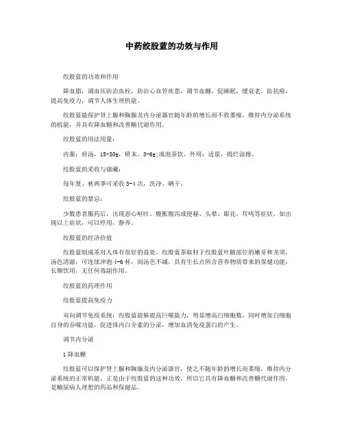 中药绞股蓝的功效与作用