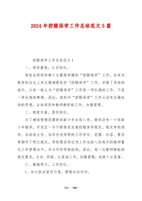 2024年控辍保学工作总结范文5篇