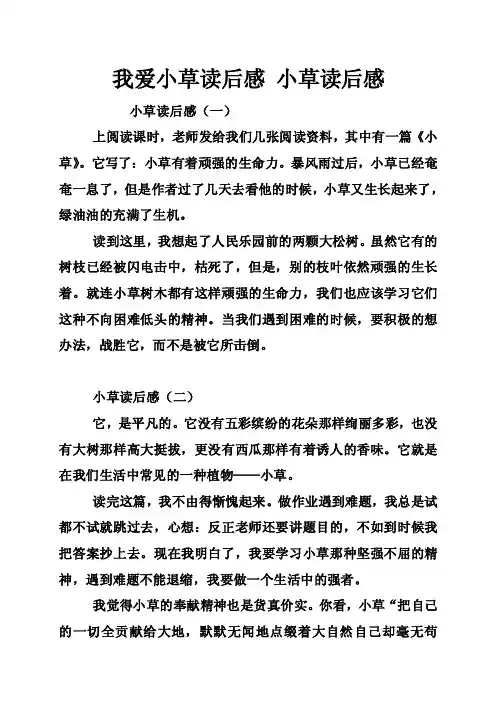 我爱小草读后感小草读后感