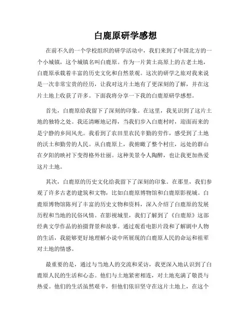 白鹿原研学感想