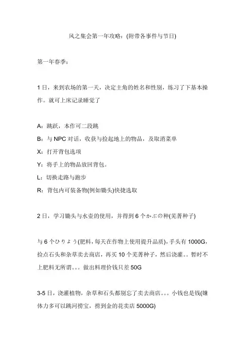 牧场物语风之集市攻略