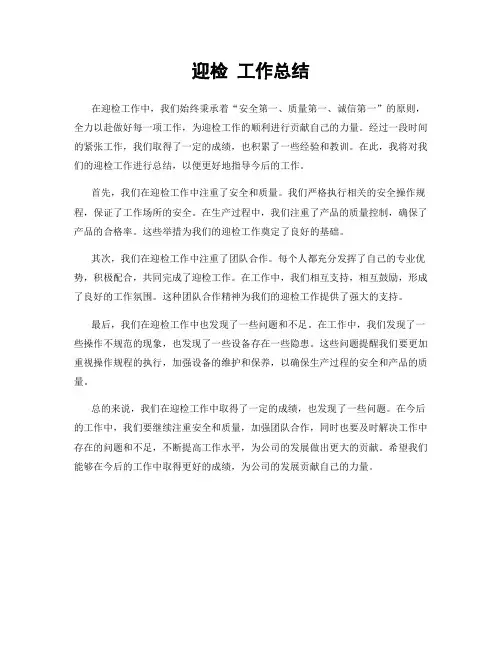 迎检 工作总结