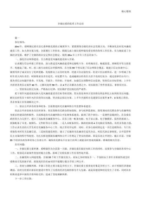 乡镇纪委的优秀工作总结归纳