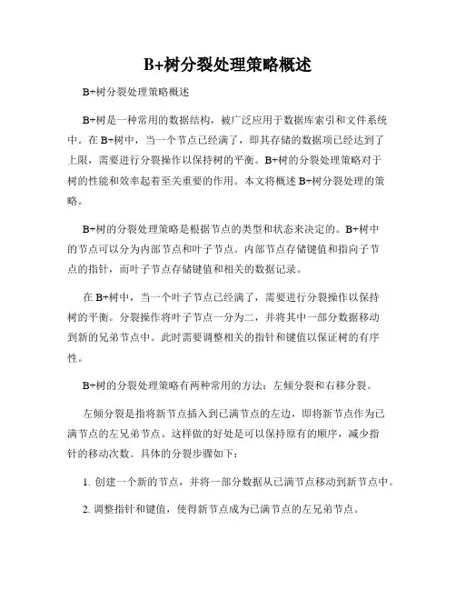 B+树分裂处理策略概述