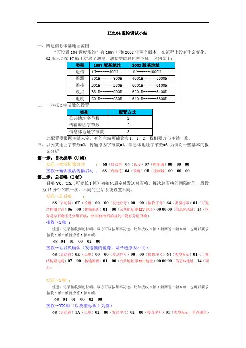 IEC104规约报文说明