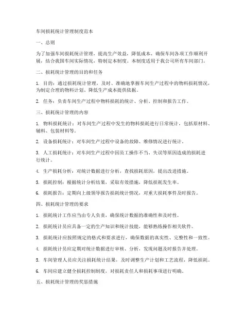 车间损耗统计管理制度范本