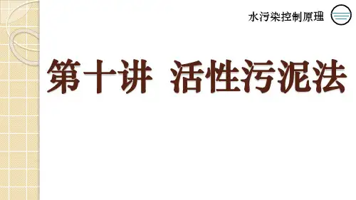 武理工水污染控制原理研究生课件第10讲 活性污泥法