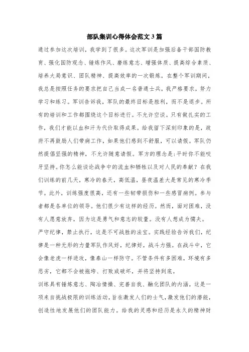 部队集训心得体会范文3篇.doc