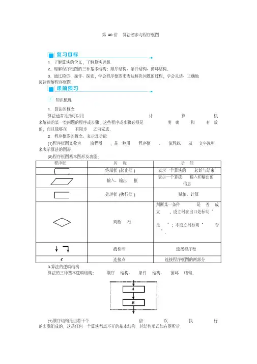 【学科精品】高考数学一轮复习算法初步与程序框图学案.doc