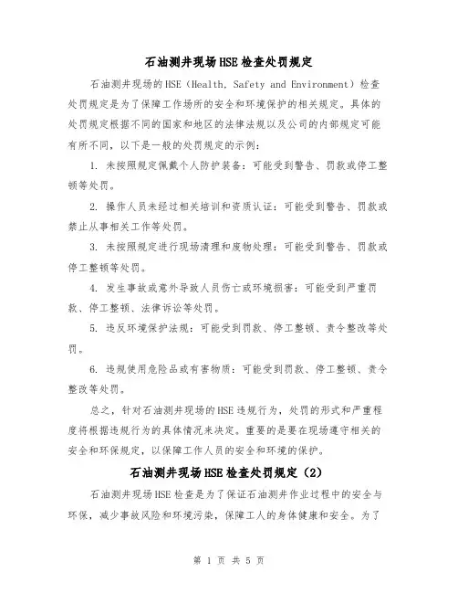 石油测井现场HSE检查处罚规定(3篇)