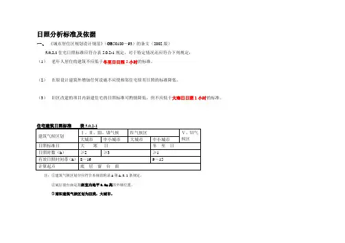 日照分析标准及依据