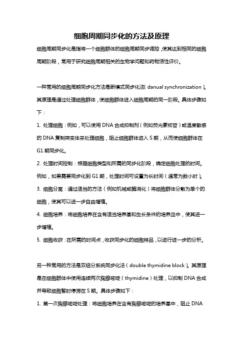 细胞周期同步化的方法及原理