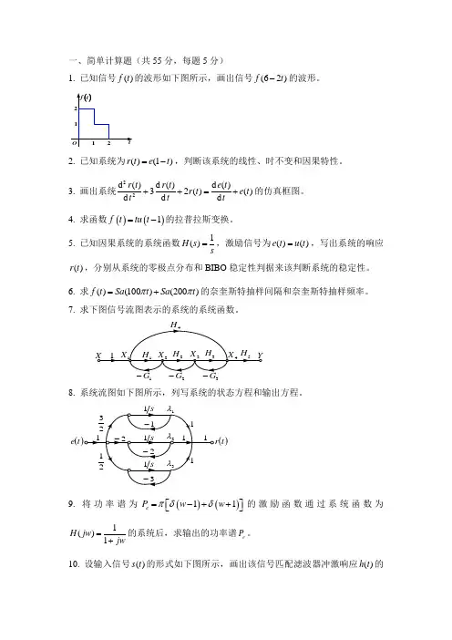 青岛理工大学信号与系统考题