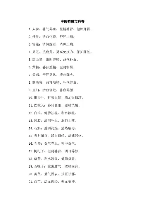 中医药瑰宝科普