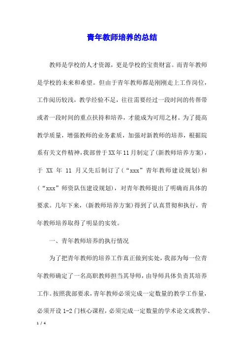 青年教师培养的总结