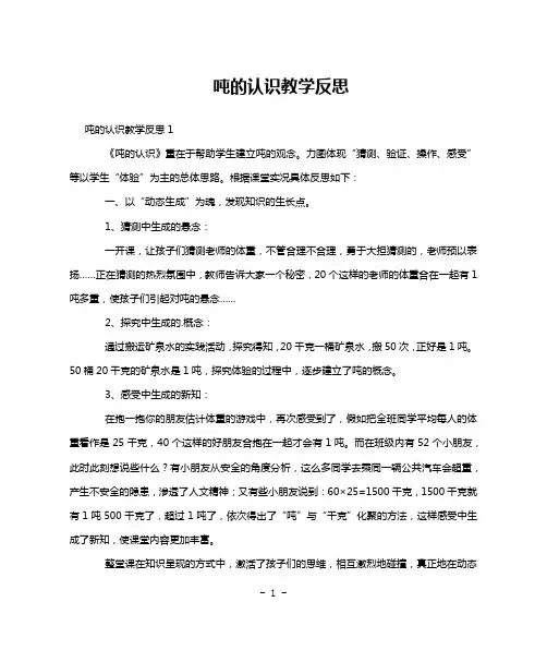 吨的认识教学反思