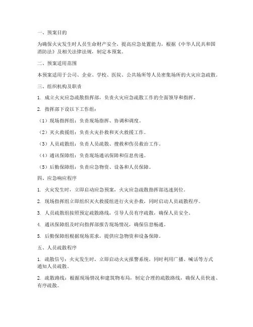 消防火灾人员疏散应急预案