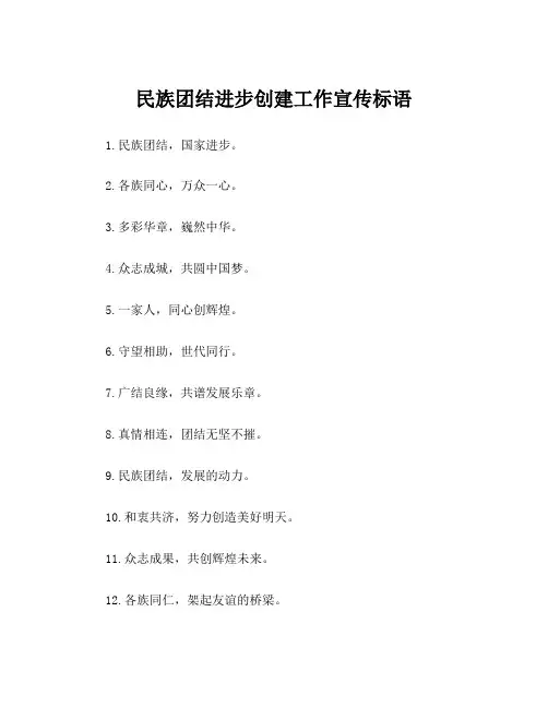 民族团结进步创建工作宣传标语