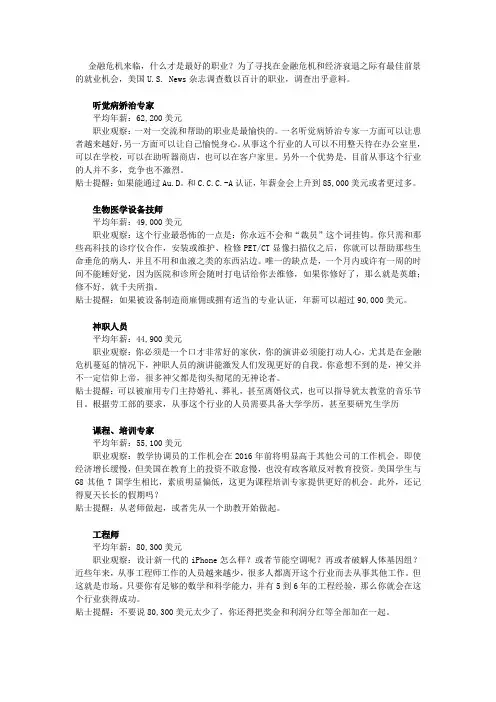 美国八大暖春职业.doc