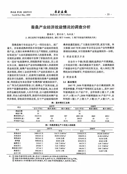 蚕桑产业经济效益情况的调查分析