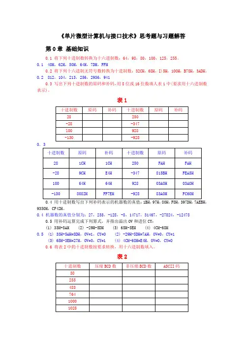 《单片微型计算机与接口技术》思考题与习题解答01