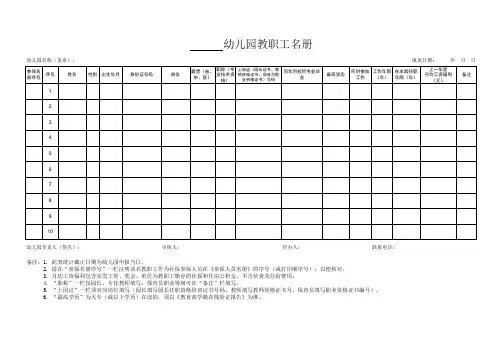 (最新版)幼儿园教职工名册