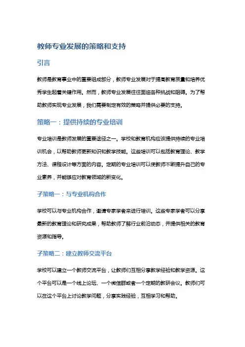 教师专业发展的策略和支持