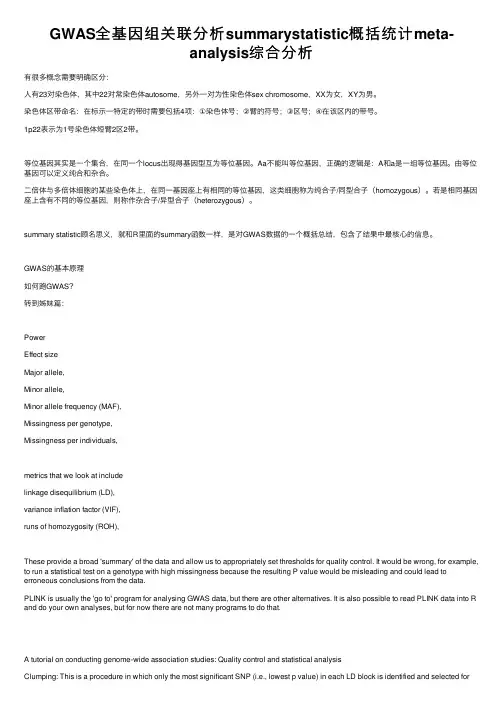 GWAS全基因组关联分析summarystatistic概括统计meta-analysis综合分析