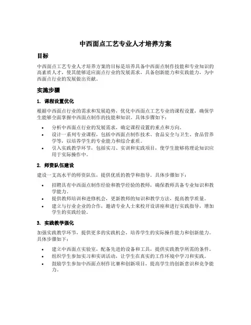 中西面点工艺专业人才培养方案