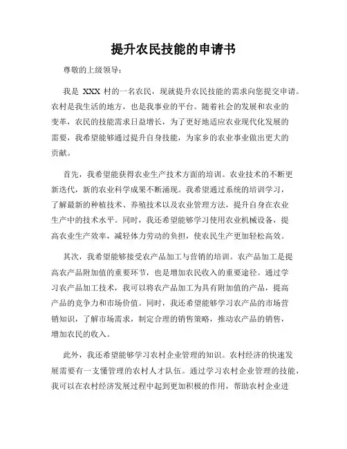 提升农民技能的申请书