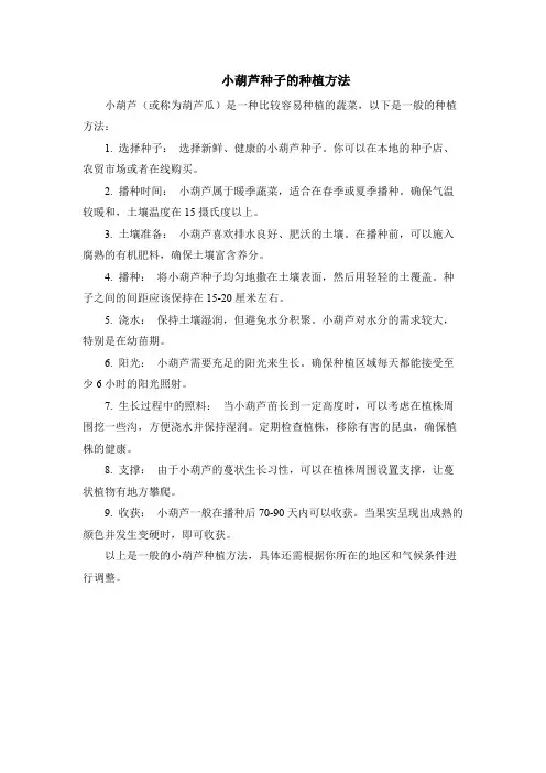 小葫芦种子的种植方法