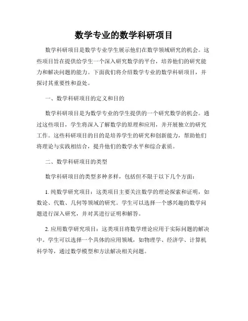 数学专业的数学科研项目