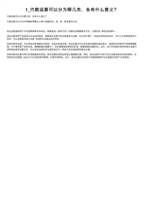1_代数运算可以分为哪几类，各有什么意义？