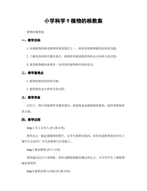 小学科学9植物的根教案