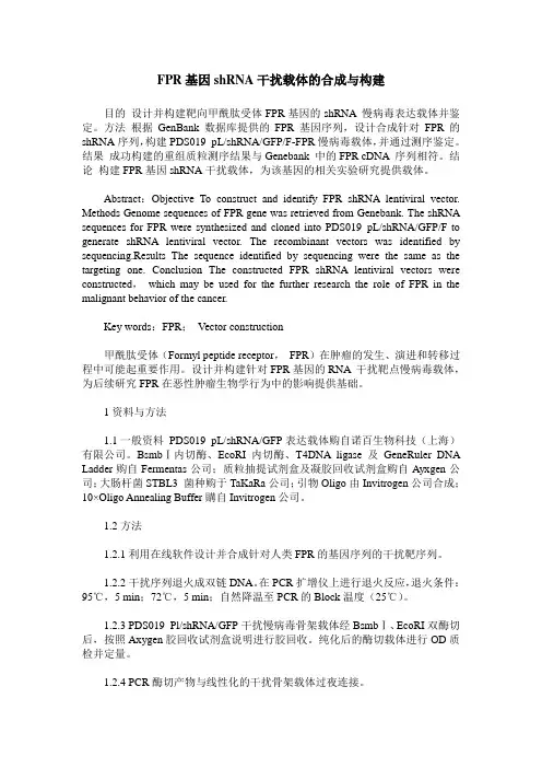 FPR基因shRNA干扰载体的合成与构建