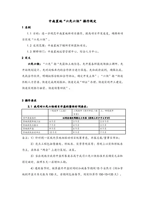 中南置地“六先六快”操作规定V2.0_