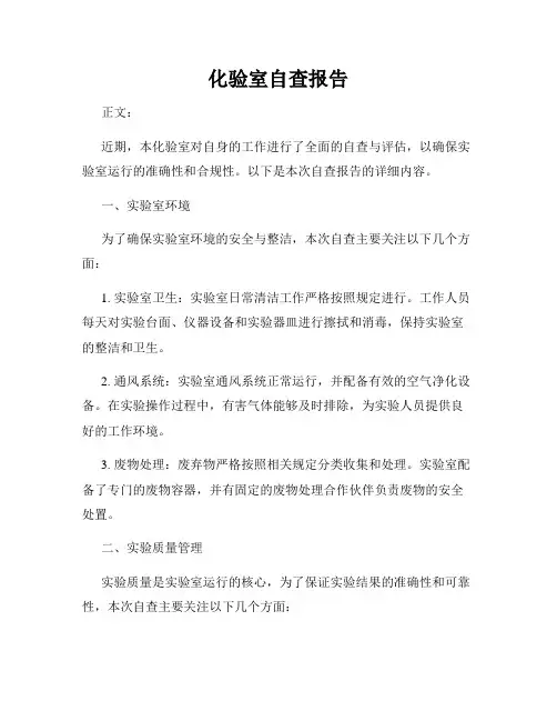 化验室自查报告